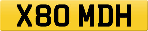 X80 MDH private number plate